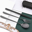 Ljojo 16-Piece Rainbow Stainless Steel Tableware Set with Dinner Spoons, Chopsticks, and Cutlery