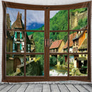 Ljojo 3D Window View Tapestry - Boho Style Wall Decor for Home, Bedroom, Dorm