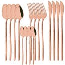 Ljojo 16Pcs Western Black Gold Dinnerware Set Stainless Steel Tableware Flatware