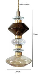 Clear Amber Glass LED Chandelier Pendant Lamp Adjustable Modern Lighting Ljojo