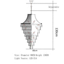 Large Long Crystal Chandelier Golden Stainless Steel Light for Hotel Lobby Staircase by Ljojo