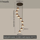 French Retro Staircase Chandelier Solid Wood and Glass for Luxe Staircase Decor by Ljojo