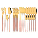 Ljojo 24-Piece Stainless Steel Cutlery Set - Black Mirror Finish