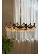 French Style Crystal Glass Strip Living Room Pendant Light by Ljojo