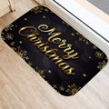 Ljojo Merry & Happy Year Door Mat: Golden Black Letter Print, Non-Slip Floor