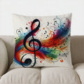 Colorful Music Notes & Treble Clef Pillow Cover by Ljojo - Sofa, Bed, Car