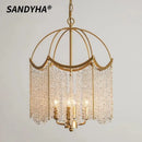 French Crystal Chandelier Retro Designer Art Ljojo Pendant Light for Bedroom Living Dining Room