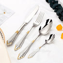 Ljojo 24-Piece Gold Plated Cutlery Set Stainless Steel Western Tableware