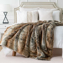 Ljojo Luxury Faux Fur Plaid Throw Blanket - Soft & Cozy Winter Sofa Cover