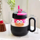Kawaii Glass Cup with Lid and Straw by Ljojo: Large Aesthetic Drink Bottle