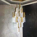 Large Long Crystal Chandelier Lighting for Staircase: Elegant Gold Chain Chandeliers by Ljojo