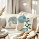 Light Blue Geometric Leaf Pattern Pillowcase for Bohemian Home Decor by Ljojo
