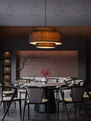 Japanese Style Fabric LED Pendant Light for Living Room by Ljojo