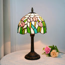 8-Inch Stained Glass Tulip Table Lamp by Ljojo - Romantic Living Room Decor