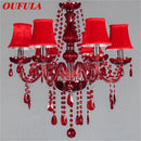 Ljojo Luxury Crystal Candle Chandelier Red LED Light Fixtures
