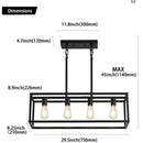 Ljojo American Retro Industrial Style Chandelier - Black Wrought Iron Dining Room Lighting