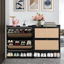 Ljojo™ Shoe Cabinet Duo: Wooden Narrow Storage, 2 Flip Drawers, Freestanding Organizer