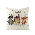 Ljojo Lovely Animals Linen Cushion Cover - Cute Bear Fox Deer Print