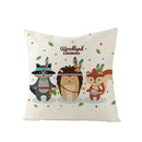 Ljojo Lovely Animals Linen Cushion Cover - Cute Bear Fox Deer Print