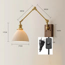 Ljojo Long Arm LED Wall Light with Pull Chain Switch & Walnut Canopy
