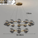 Nordic Ring Chandelier Smoky Gray Bubble Ball Lamp for Living Room by Ljojo
