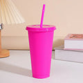 Ljojo 24oz Solid Color Reusable Cold Cup with Lid and Straw