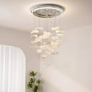 Ljojo Lotus Leaf White Chandelier Light for Staircase Villa Living Room - Elegant Modern Decor