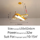 Airplane Ceiling Light LED Yellow Blue Wood Children's Room Hanging Light - Ljojo