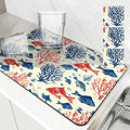 Ljojo Marine Coral Diatoms Absorbent Non-slip Kitchen Drain Mat