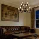 Ljojo American Retro Black Chandeliers Metal Cafe Pendant Lights for Living Room and Bedroom