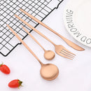 Ljojo 24-Piece Black Stainless Steel Cutlery Set for Home Dining