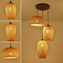 Bamboo Wicker Pendant Chandelier Hand Woven E27 Ceiling Light by Ljojo