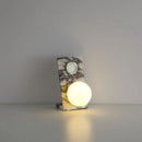 Ljojo Marble White Desk Lamp with Glass Ball Accent, Ideal for Bedroom, Foyer, Hotel