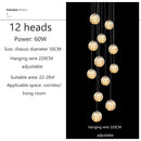 Modern Glass Ball Ceiling Chandelier Dimmable for Staircase Living Room by Ljojo