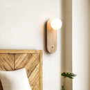 Ljojo LED Indoor Wall Sconce Yellow Travertine Glass Ball Luxury Bedroom Lamp