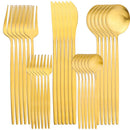 Ljojo 30-Piece Stainless Steel Matte Gold Cutlery Set & Tableware Kit