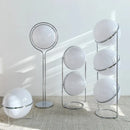 Ljojo Modern Acrylic Floor Lamp Chrome Metal White Round Ball Minimalist Style