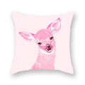 Floral Animal Painting Pillowcase Pink Cat Dog Llama Sofa Cushion Cover Home Decor
