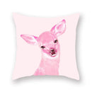 Floral Animal Painting Pillowcase Pink Cat Dog Llama Sofa Cushion Cover Home Decor
