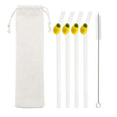 Ljojo Lemon Glass Straw Set: Reusable Eco-Friendly Straws for Smoothies, Cocktails