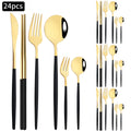 Ljojo 24pc Stainless Steel Cutlery Set - Knife Fork Spoon Teaspoon Mirror Flatware