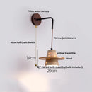 Ljojo LED Wall Lights Nordic Modern Pull Chain Yellow Travertine Stone Bedside Lamp