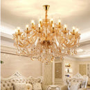 Ljojo Luxury Crystal Chandelier for Living & Dining Room - Elegant Golden Villa Candles Hanging Light