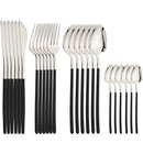 Ljojo 24Pcs Stainless Steel Cutlery Set Silver Western Dinnerware Flatware