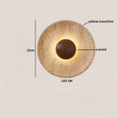 Ljojo LED Wall Sconce Wabi Sabi Yellow Travertine Stone Wood Bedroom Lamp