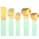 Ljojo 30-Piece Gold Stainless Steel Cutlery Set - Matte Flatware Silverware Kit