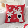 Embroidery Christmas Throw Pillowcase Elk Red Decoration Square Pillowcases by Ljojo