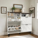Ljojo™ Shoe Storage Cabinet with 4 Flip Drawers and Open Shelves