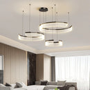 Ljojo Modern Acrylic Led Pendant Light Semicircle Chandelier for Living Room Black Bedroom Decor