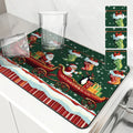 Christmas Santa Absorbent Drying Mat for Kitchen and Table Cup Drying Mats by Ljojo